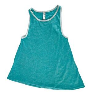 LAT Girls Racerback Tank Top Youth Medium Caribbean Melange White Trim